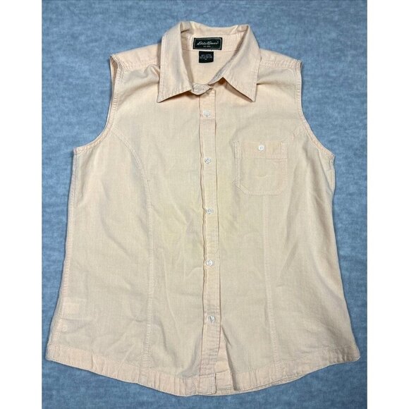 Eddie Bauer Yellow Sleeveless Button Up Shirt Cotton Size M - Picture 1 of 4